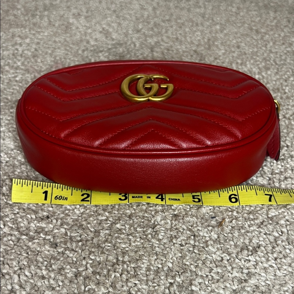 Gucci Red Mini Belt Bag with Gold Logo - Picture 14 of 14